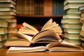 A stack of opened books